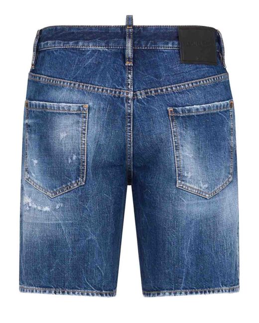DSquared² Blue Distressed Denim Shorts for men