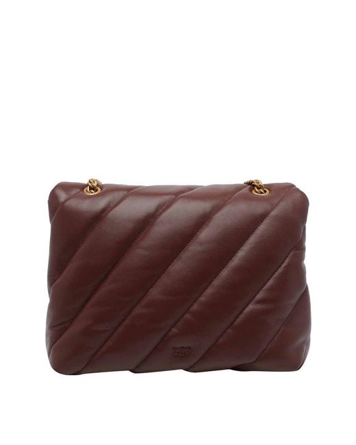 Pinko Brown Burgundy Love Classic Puffer Shoulder Bag