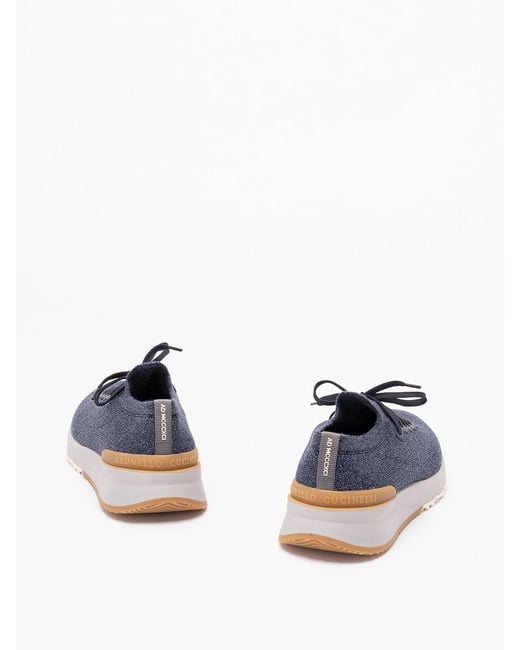 Brunello Cucinelli Blue Knitted Sock Sneakers for men