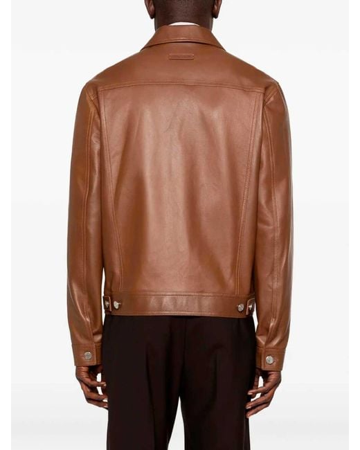 Jacob Cohen Brown 'Trucker' Leather Jacket for men