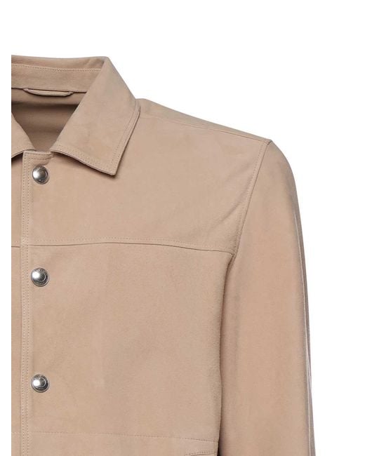 Eleventy Natural Suede Bomber Jacket for men