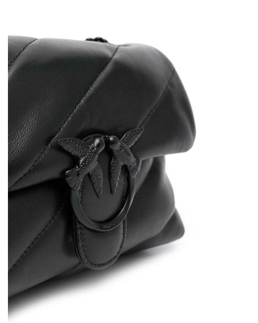 Pinko Black Mini Love Puff Bag Quilted Flap Chain