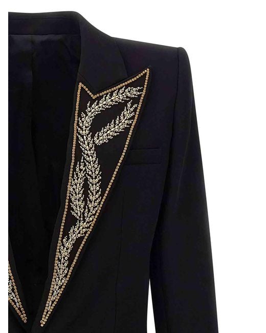 Balmain Black Leaf Embroidery Blazer for men
