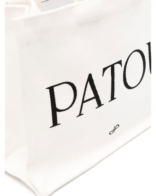 Patou White Logo-Print Canvas Tote