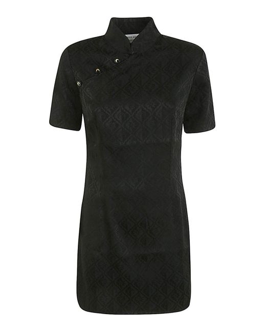 MARINE SERRE Black Jacquard Viscose Mini Dress