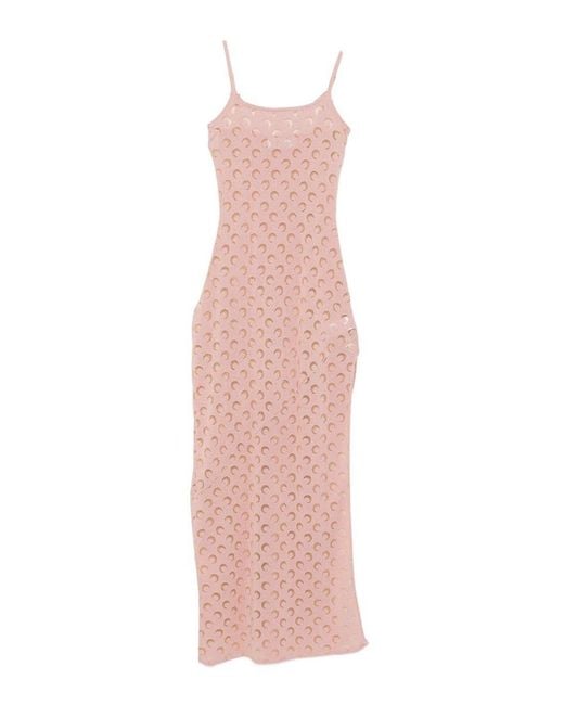 MARINE SERRE Pink Moon Devore Long Dress
