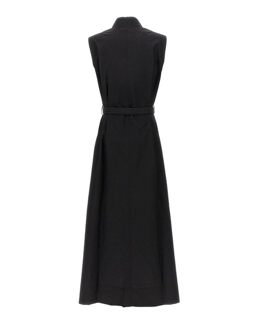 Brunello Cucinelli Black Long Belted Dress