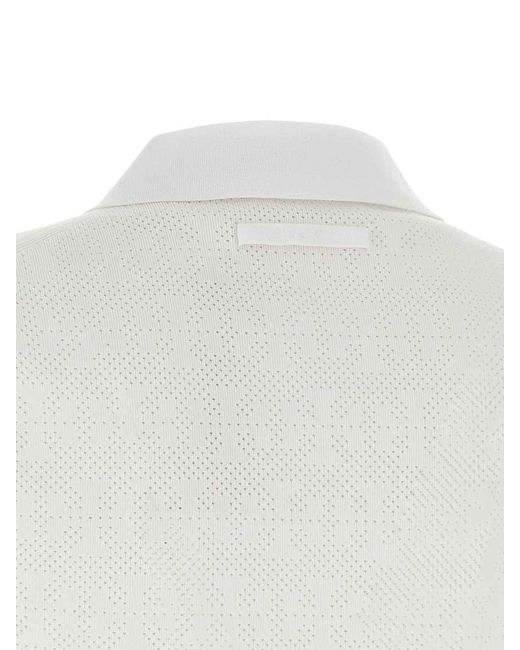 Tory Burch White Pointelle Viscose Polo Shirt