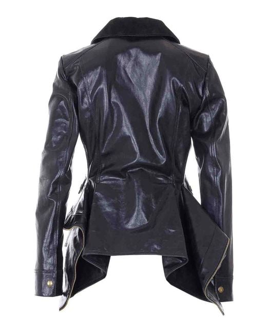 McQueen Blue Kickback Leather Jacket