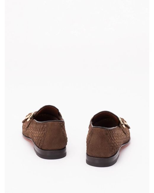 Santoni Brown 'Scacco' Loafers for men