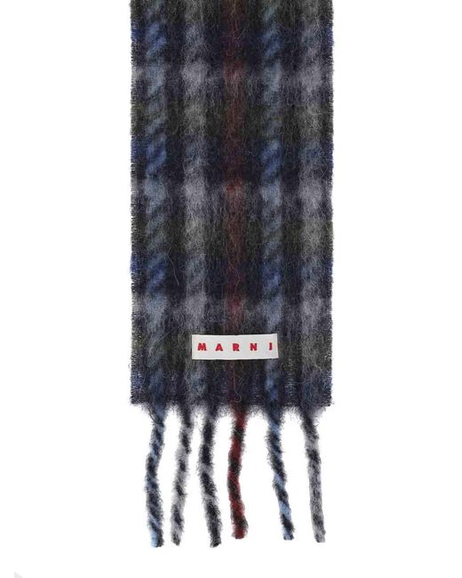 Sciarpa A Righe Logo di Marni in White da Uomo