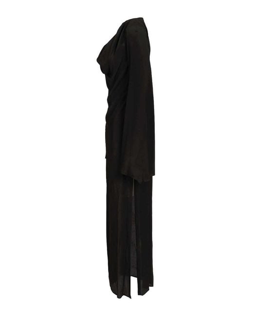 FEDERICA TOSI Black Long Draped Dress