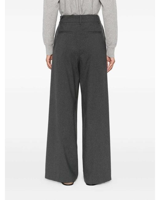 Herno Gray Wide-Leg Trousers With High Waist