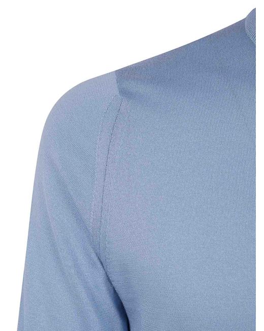 John Smedley Blue Hatfield Long Sleeves Crewneck Pullover for men