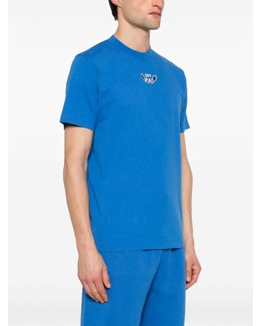Off-White c/o Virgil Abloh Blue Off- Logo Cotton T-Shirt for men