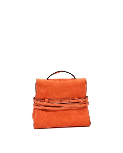 Moschino Orange Tie Me Small Suede Bag