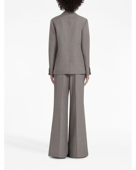 Marni Gray Logo-Waistband Houndstooth Trousers
