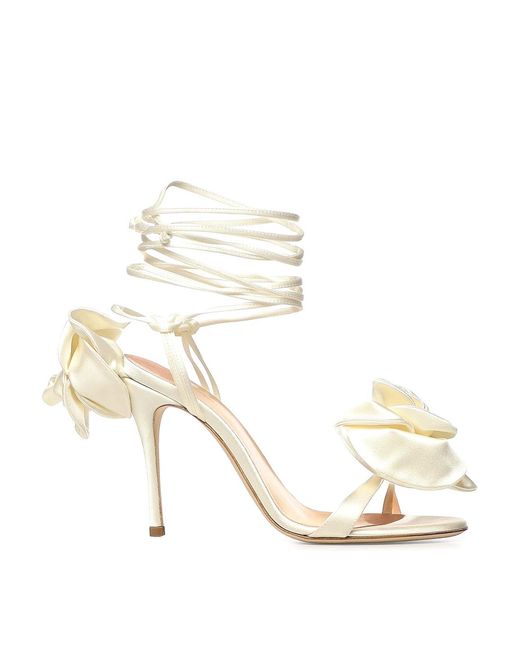 Magda Butrym Metallic Sandals With Floral Appliques
