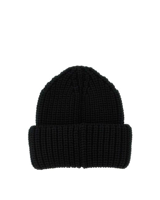 Moncler Black Logo Patch Beanie for men