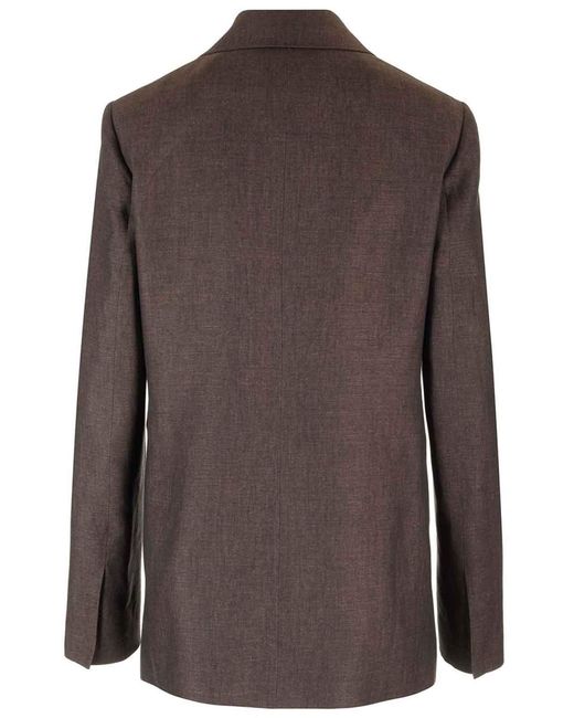 Loewe Brown Linen Single-Breasted Tailored Jacket