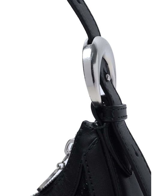 MARINE SERRE Black Eclips Mini Leather Shoulder Bag
