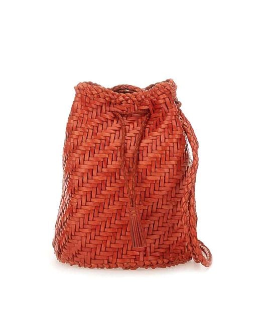 Dragon Diffusion Red Pompom Double Jump Tan Bag