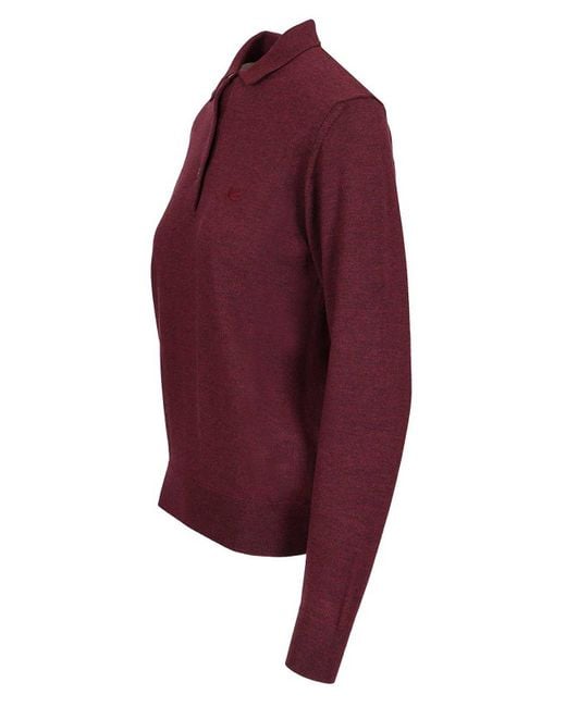 Etro Purple Wool Polo Shirt