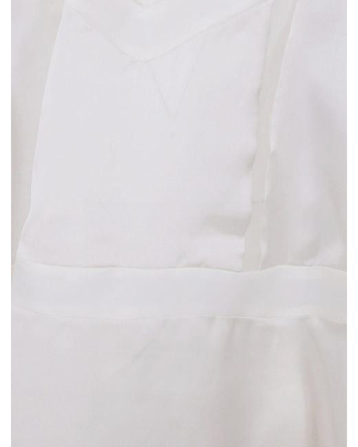 Sacai White Nylon Twill Mix Cotton T-Shirt