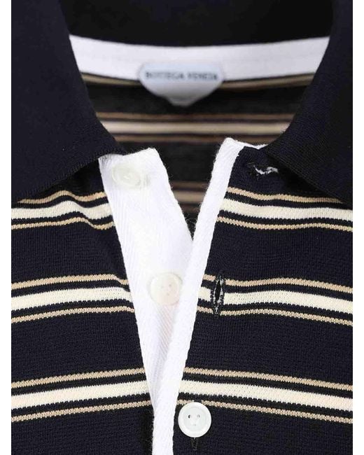 Bottega Veneta Blue Striped Polo Shirt for men