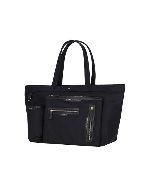 Anya Hindmarch Black Multi-Pocket Tote Bag