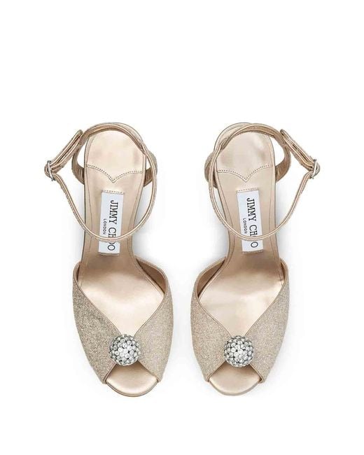 Jimmy Choo White Sacora 85Mm Crystal Embellished Sandals