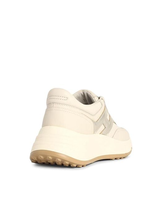Hogan White Hi-Fi Ivory Leather Sneakers