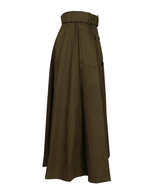 Burberry Green Midi Trench Skirt