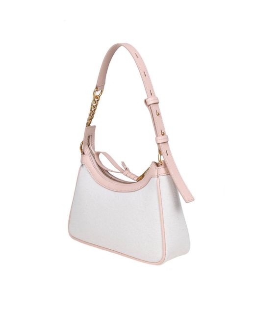 Balmain Pink B-army 26 Bag In Canvas And Leather