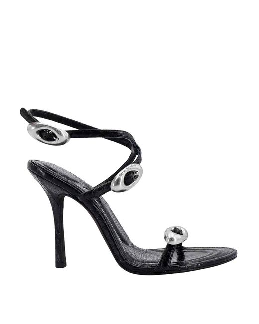 Alexander Wang Black Leather Sandals With Croco Print