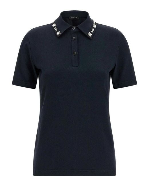 Fabiana Filippi Blue Crystal Collar Polo Shirt