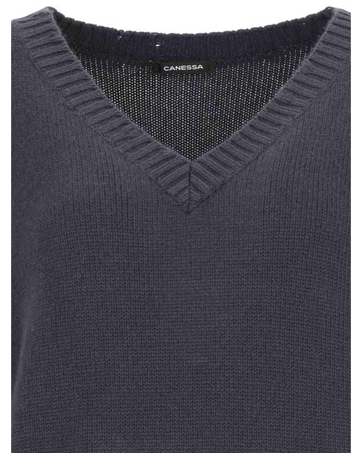 Canessa Gray Destroyed Cashmere Crewneck Sweater