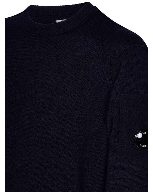 C P Company Blue Nightshade-Colored Wool Blend Knit Crewneck S for men