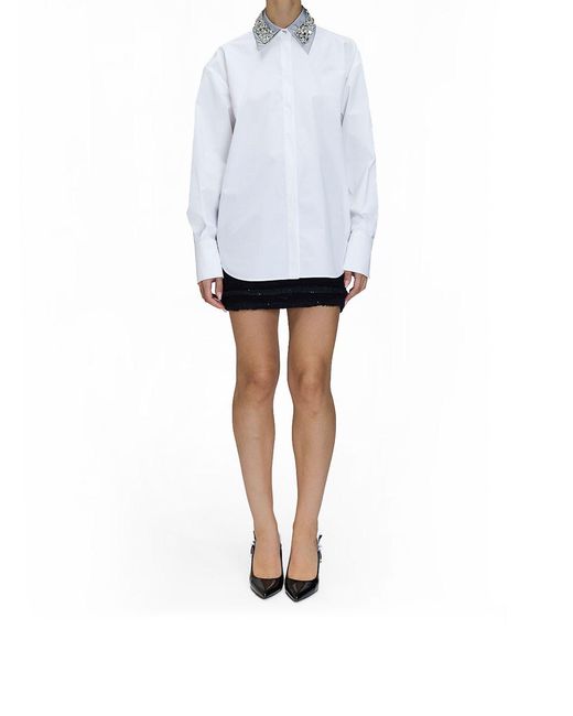 Genny White Crystal Collar Shirt