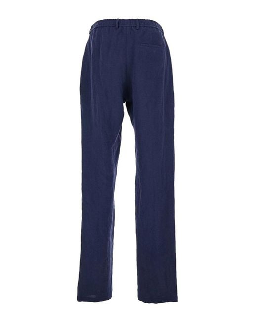 Emporio Armani Blue Linen Trousers for men