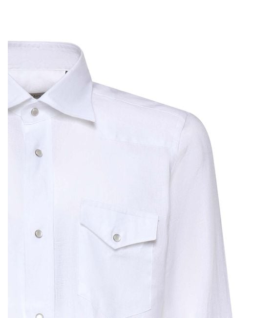 Sartorio Napoli White Texas Linen Shirt for men