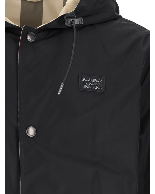 Burberry Black Reversible Hooded Jacket for men