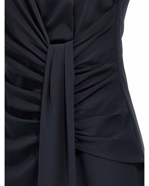 Kiton Black Draped Long Dress