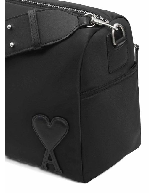 AMI Black Marcel Large Nylon Shoulder Bag
