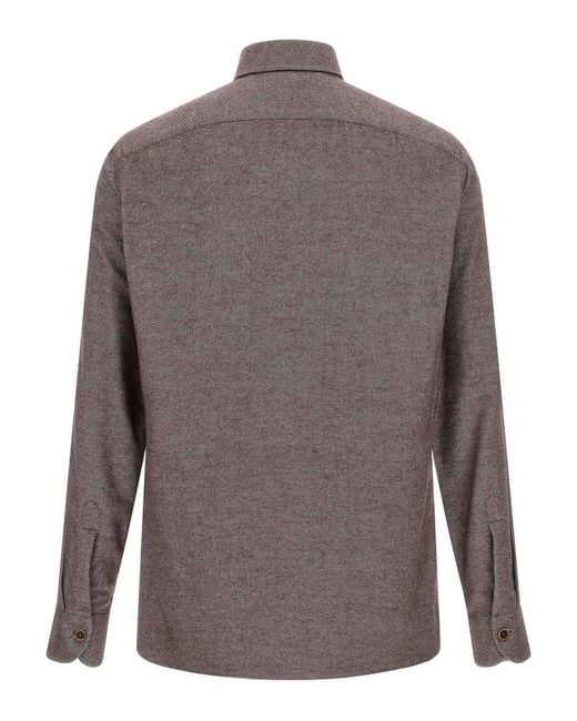 Camicia Di Flanella di Borriello in Brown da Uomo