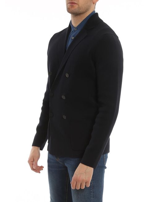 Drumohr Black Cotton Double-Breasted Blazer for men