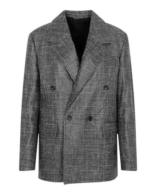 Bottega Veneta Gray Printed Leather Jacket