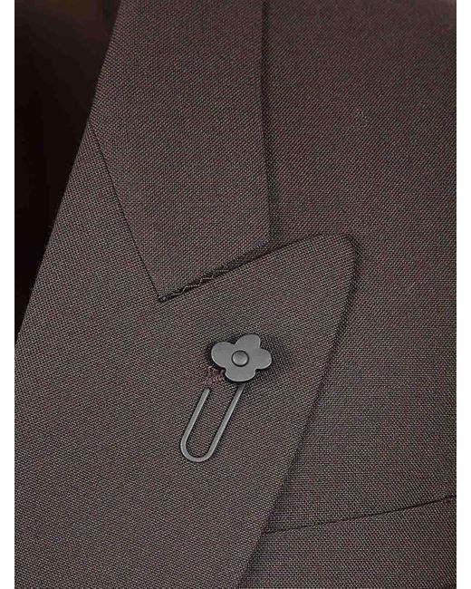Lardini Brown Regular Fit Wool Blazer for men