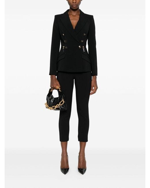 Elisabetta Franchi Black Crepe Trousers With Zip Details