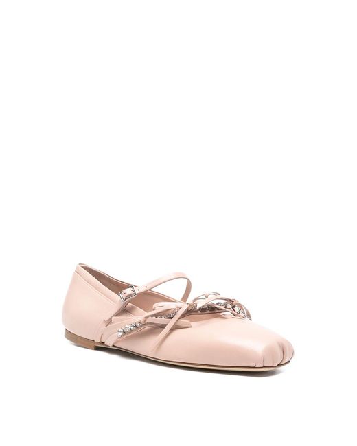 Jimmy Choo Pink Loli Leather Ballet Flats